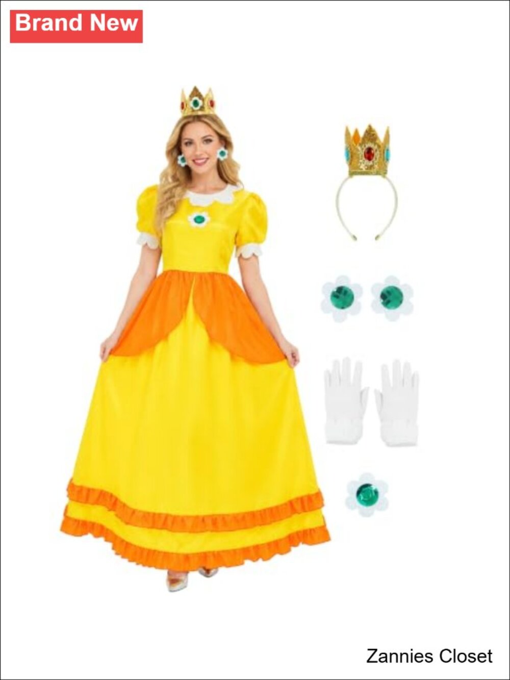 👻 Princess Costume Halloween Cosplay Royal Dress Party Gown Crown Set